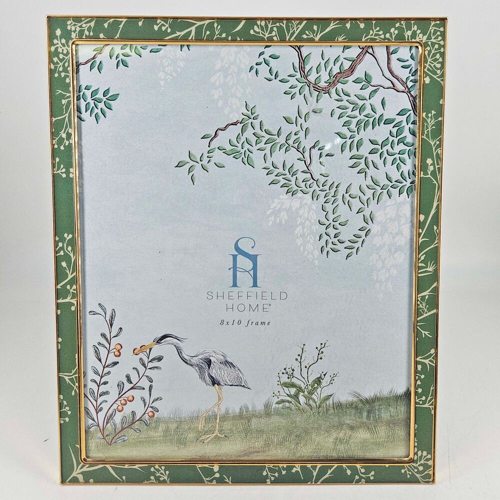 Sheffield Home chinoiserie style green gold enamel photo picture frame 8X10